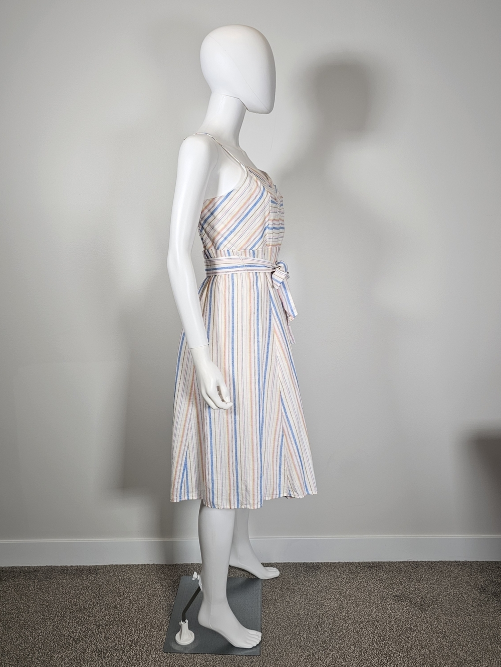 GAP NWT Sleeveless Striped Tie-Waist Midi Dress - Pastel Pink, Blue & White Sz 6 - Picture 5 of 13